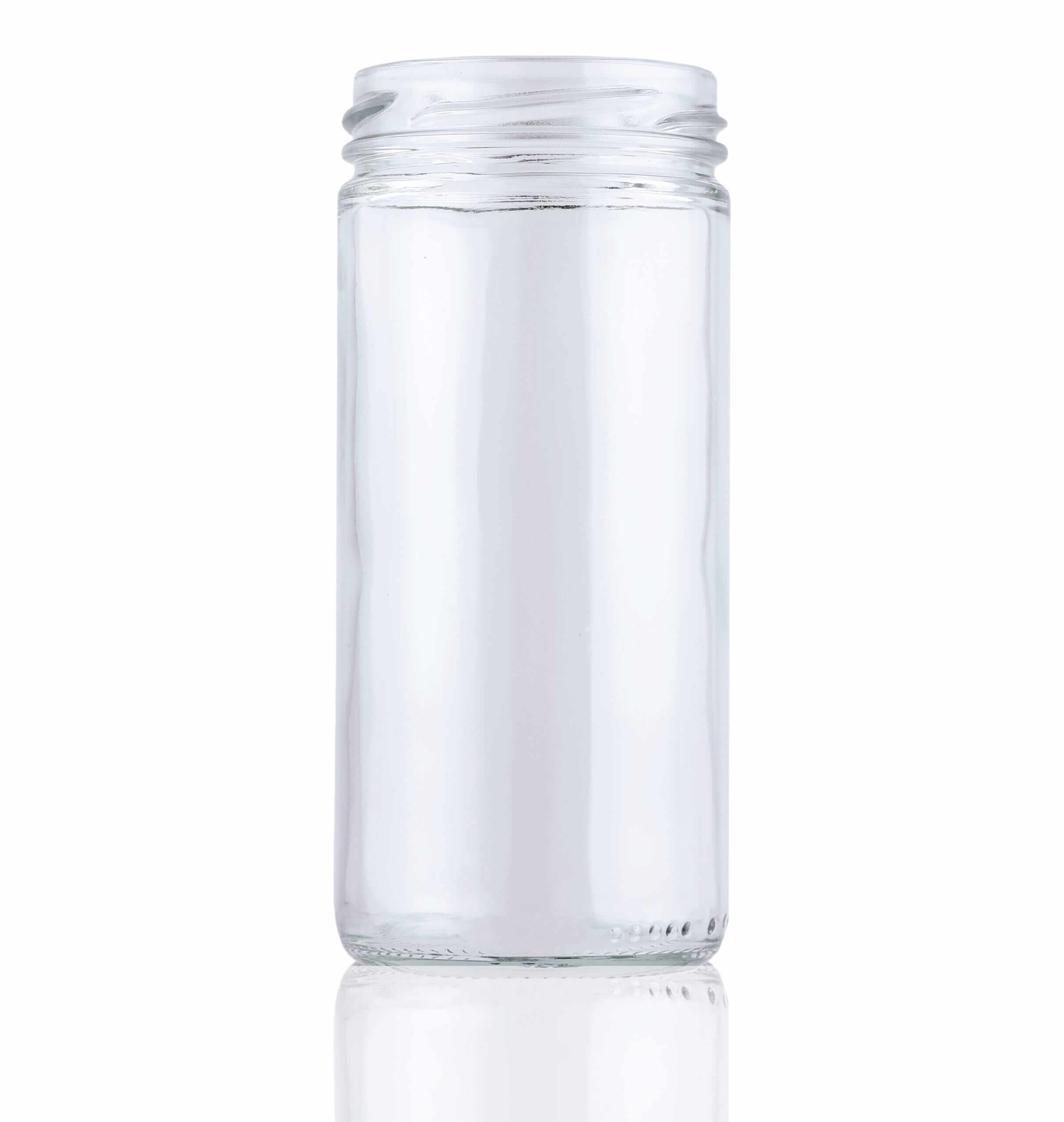 Wide-Mouth Tall-Profile Clear Glass Jars with Closure