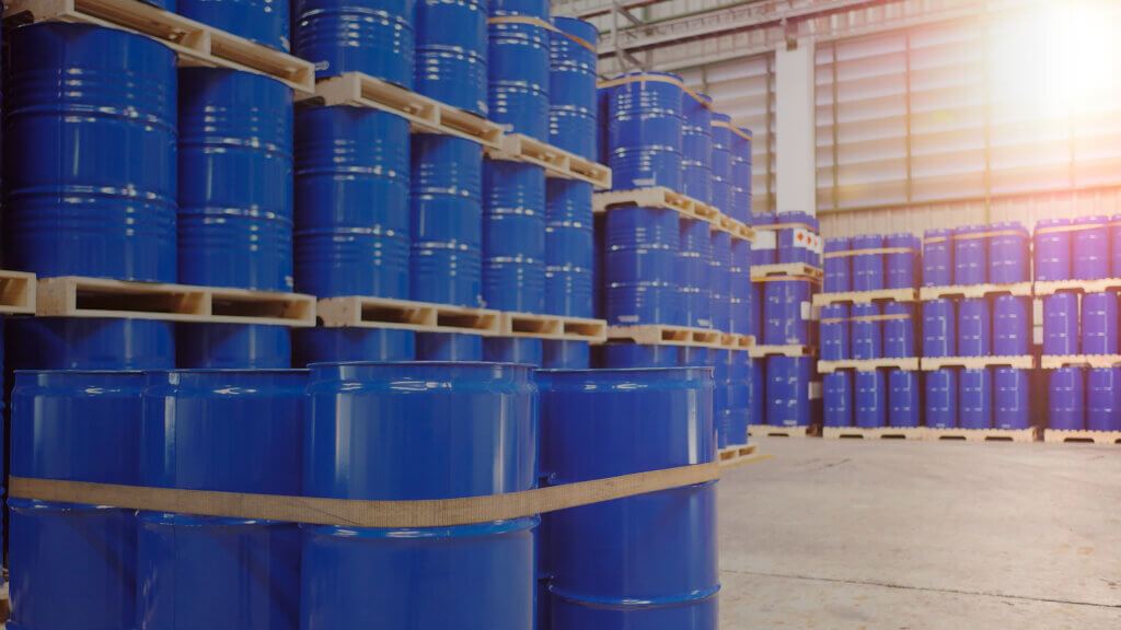 Steel Pails in Warehouse